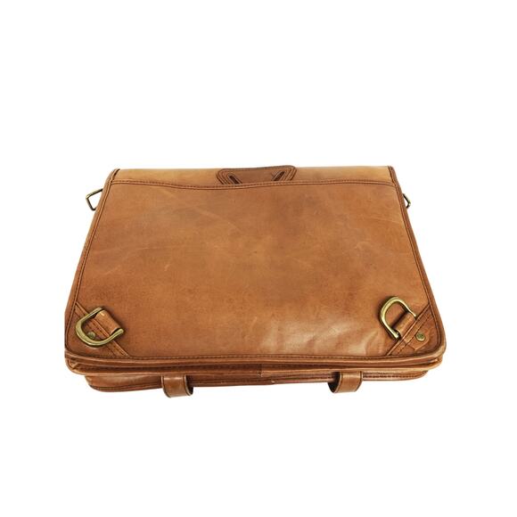 Vintage Brown Messenger Bag Satchel Cross Body Laptop Bag Briefcase  Unisex - Picture 4 of 11